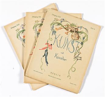 COVERS BY MAX SLEVOGT & OTHERS.  KUNST UND KÜNSTLER. Group of 45 issues. 1905-1930. Each approximately 12¾x10 inches, 32¼x25½ cm. W. Dr